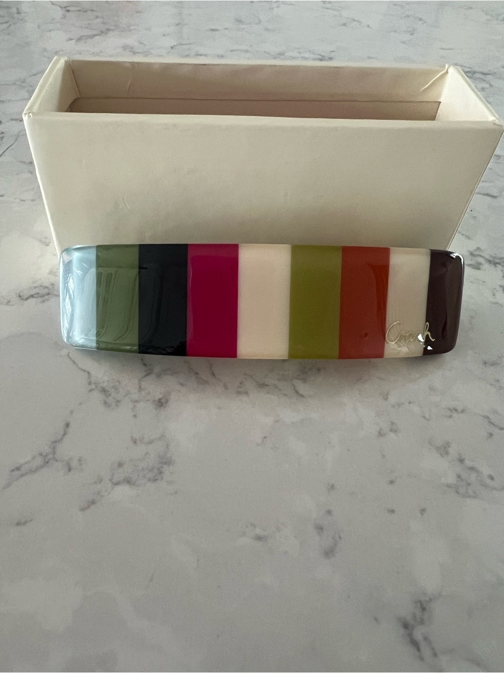 Coach Legacy Multicolor Striped Hair Clip NIB